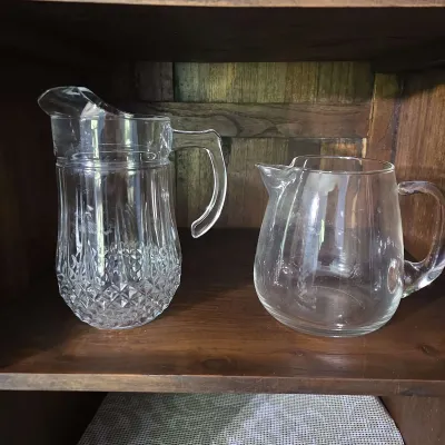 Lot of 2 Vintage Glass Pitchers & Carafes