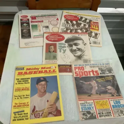 Vintage Baseball & Sports Collectors Magazines Lot of 5 – Mickey Mantle, Stan Musial & More