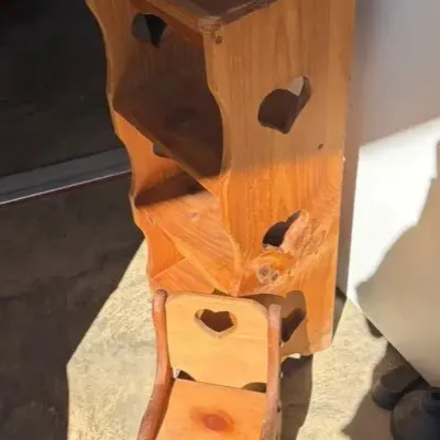 Wooden Heart Cutout Shelf and Small Chair