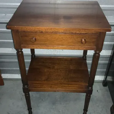 Vintage Mahogany One-Drawer Side Table with Lower Shelf