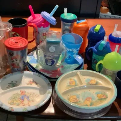 Kids Cups, Sippy Cups & Melamine Plate Bundle