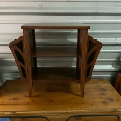 Vintage Wood Magazine Rack Side Table with Shelves & Decorative Side Pockets