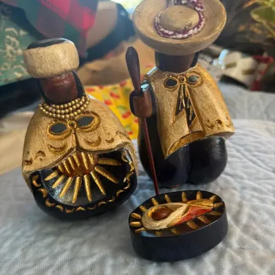 Hand-Painted Latin American Folk Art Figures – Three Pieces