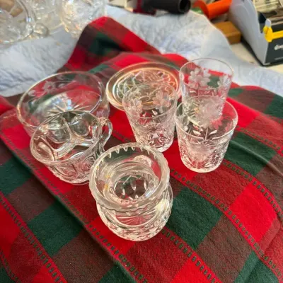 Seven-Piece Vintage Cut & Etched Glass Collection