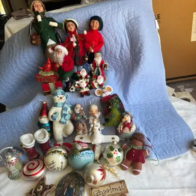 Quirky Christmas Décor Lot – Santas, Snowman, Ornaments & More