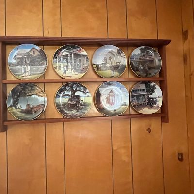 Danbury Mint Collection display of Farmland Memories, others The Ten Commandments, Norman Rockwell, Farming the Heartland, Tall Ships...