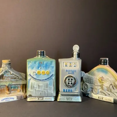 1968 Jim Beam 100 Years of Reno Whiskey Decanter & More