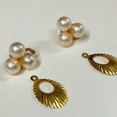 14K Pearl And Diamond Earrings & Earring Jackets*