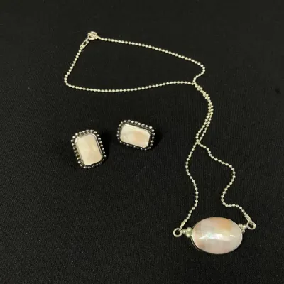 Sterling Silver & Mother-of-Pearl Necklace & Earrings*