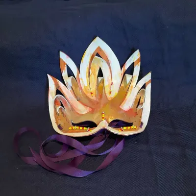 Painted And Beaded Leather Mask