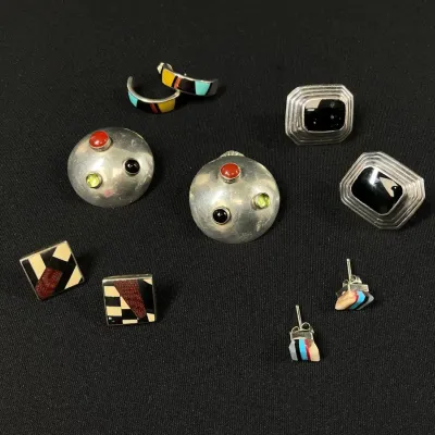 Sterling Silver And Multicolor Stone Earrings*