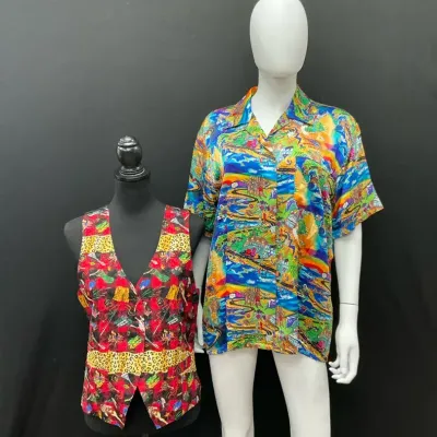 Nicole Miller Silk Shirt And Vest, Size L