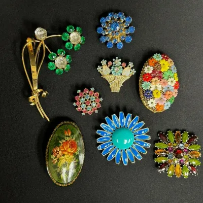 Colorful Vintage Brooch Collection