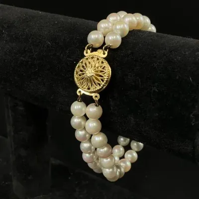 Double Strand Pearl Bracelet 14K Clasp*