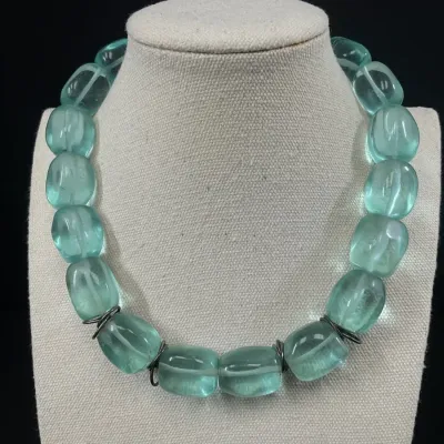 Green Fluorite Necklace With Sterling Silver Clasp