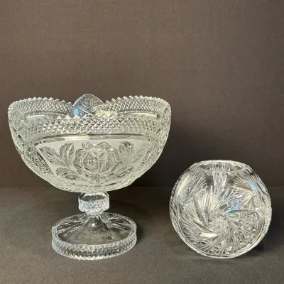 Crystal Rose Bowl & Compote 