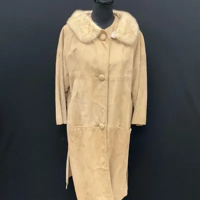 Suede Coat with Mink Collar