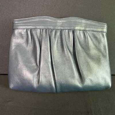 Vintage “Ande” Clutch Bag Steel Gray/Blue Leather 