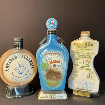 1967 Jim Beam Antioch, Illinois 75th Diamond Jubilee Decanter & More