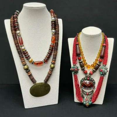 Boho Earthy Multi Strand Statement Necklaces