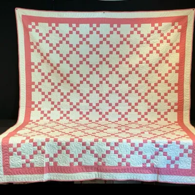 Pink & White Geometric Quilt