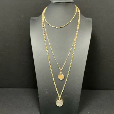 USA Coins Layered Necklace, Costume