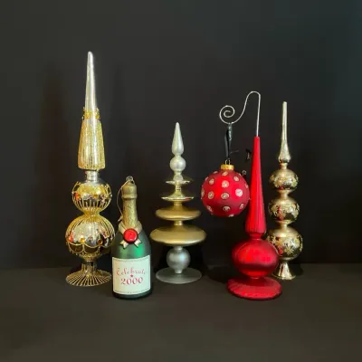 Glass Tabletop Finials & Other Holiday Ornaments
