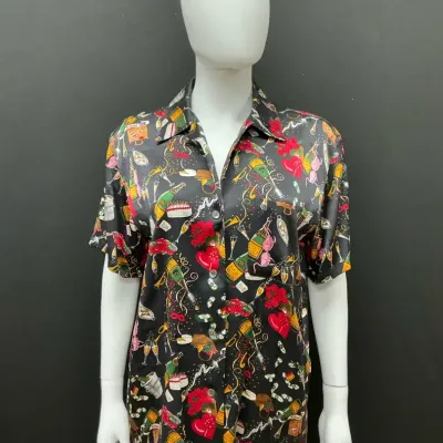 Nicole Miller Celebration Silk Shirt, Size S