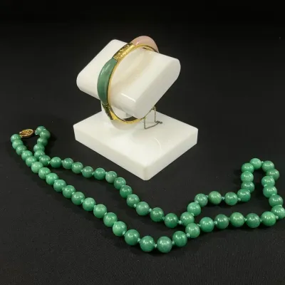 Jade Necklace And Bangle Bracelet 