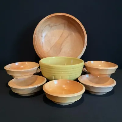 Wooden Salad Bowls and An RRP Ceramic Bowl