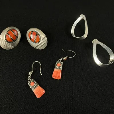 Sterling Silver And Coral Colored Stones*