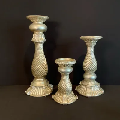 Shimmery Pillar Candle Holder Trio