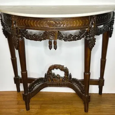 Ornate Demilune Half-Moon Console Table