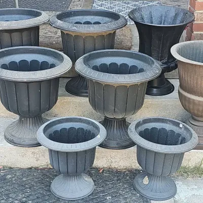 Variety Of Dark Urn Planters