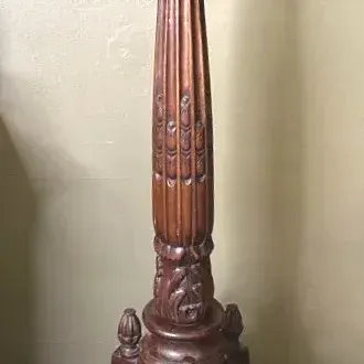Antique Carved Mahogany Torchiere Plant Stand