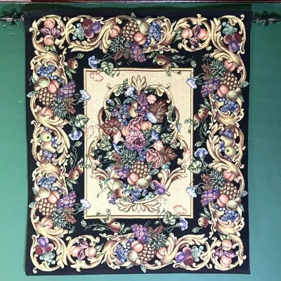 Aubusson Or Gobelins Style Floral/Fruit Still Life Woven Wall Tapestry