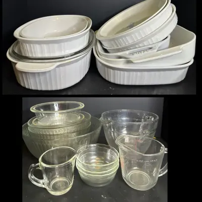 Corningware, Pyrex, And Anchor Hocking With Extras