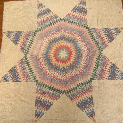 Antique Or Vintage Lone Star/Star Of Bethlehem Patchwork Quilt
