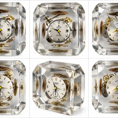 RARE Vintage "Exploding Watch" Lucite Cube Pierre Giraudon LANCO Watches 