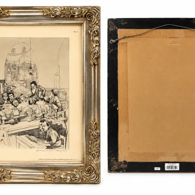 RARE Signed Saul Raskin Boys Learning Torah”1950’s No. 7  Etching  