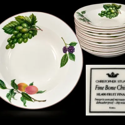 Set of 12 Christopher Stuart Fruit Finale 9.25” Bowls Salad Soup