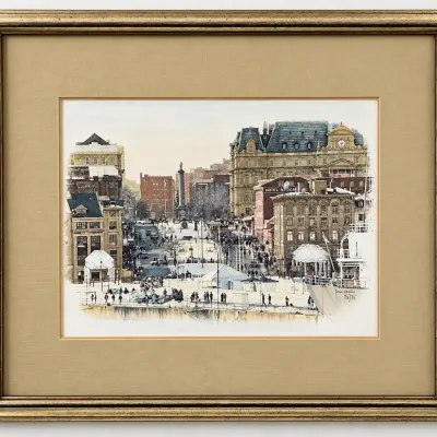Jean Onesti Signed & Numbered Quebec City Scene Art Print 72/75 – Framed 18” x 15”