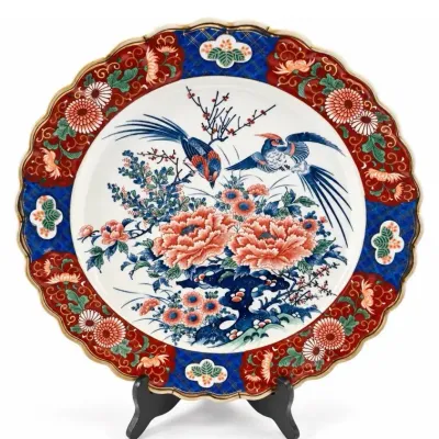 ANTIQUE Vintage Asahi Japan IMARI CHINOISERIE  13” Decorative Wall Plate