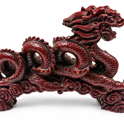 Magnificent Chinese Tested Cinnabar Dragon Sculpture – Exquisite Detailed Carving