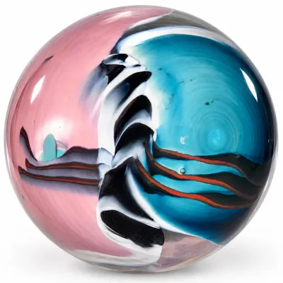 Vintage MCM Signed James Wilbat Signed Studio Abstract Art Glass Paperweight CB