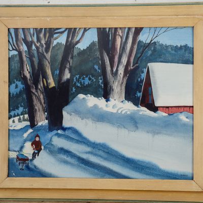 WALTON BLODGETT (1908-1963). BOY SHOVELING SNOW.
