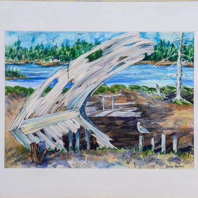 DIANA HERTZ. MAINE WATERFRONT SCENE.