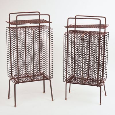 PAIR OF METAL MAGAZINE RACKS.
