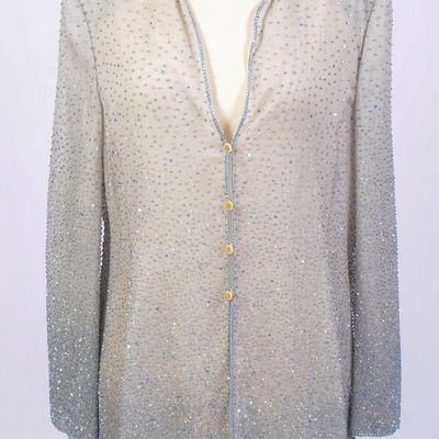 GIORGIO ARMANI BEADED TOP, SIZE 48.