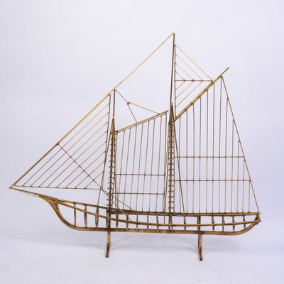 CURTIS JERE SCULPTURE OF A SHIP.
